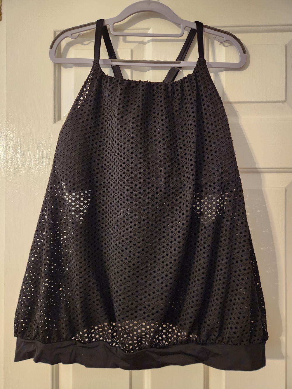 Swim By Cacique Lane Bryant Black Swim Top Tankini with Shelf Lining, Size 16
